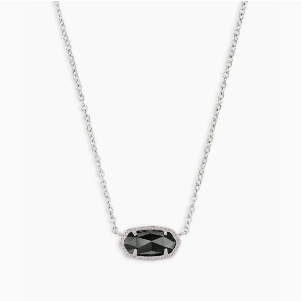 Elisa Silver Pendant Necklace In Black Opaque Glass